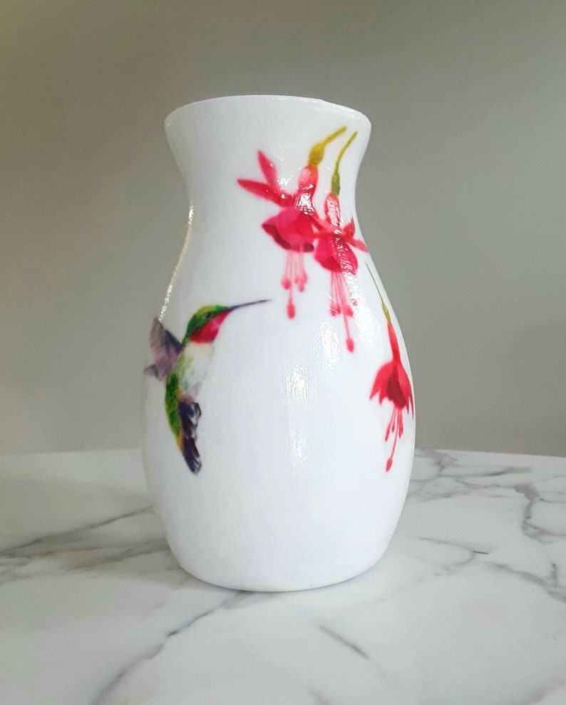 Hummingbird vase, Hummingbird flower vase, Glass vase, Hummingbird gifts, Hummingbirds, Flower vases, Vases, Decoupage, New home gift, Decor image 3