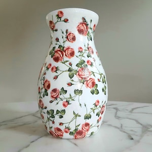Rose vase, Flower vase, Glass flower vase, Rose decor, Vases for flowers, Decorative vase, Vintage inspired decor, Decoupage, Vases, Roses image 5