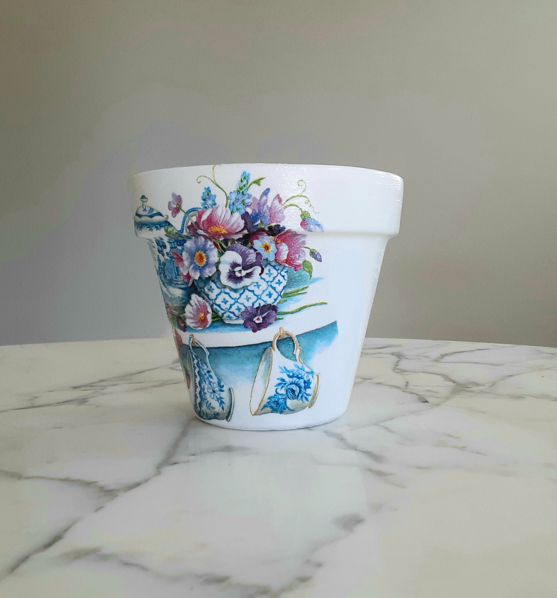 Teacup Planter6 Tea Party Decor Tea Pot Home Decor Etsy