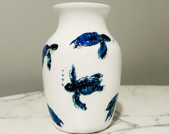 Decoupage Schildkröten Vase: Ocean Decor, Schildkröte Geschenke