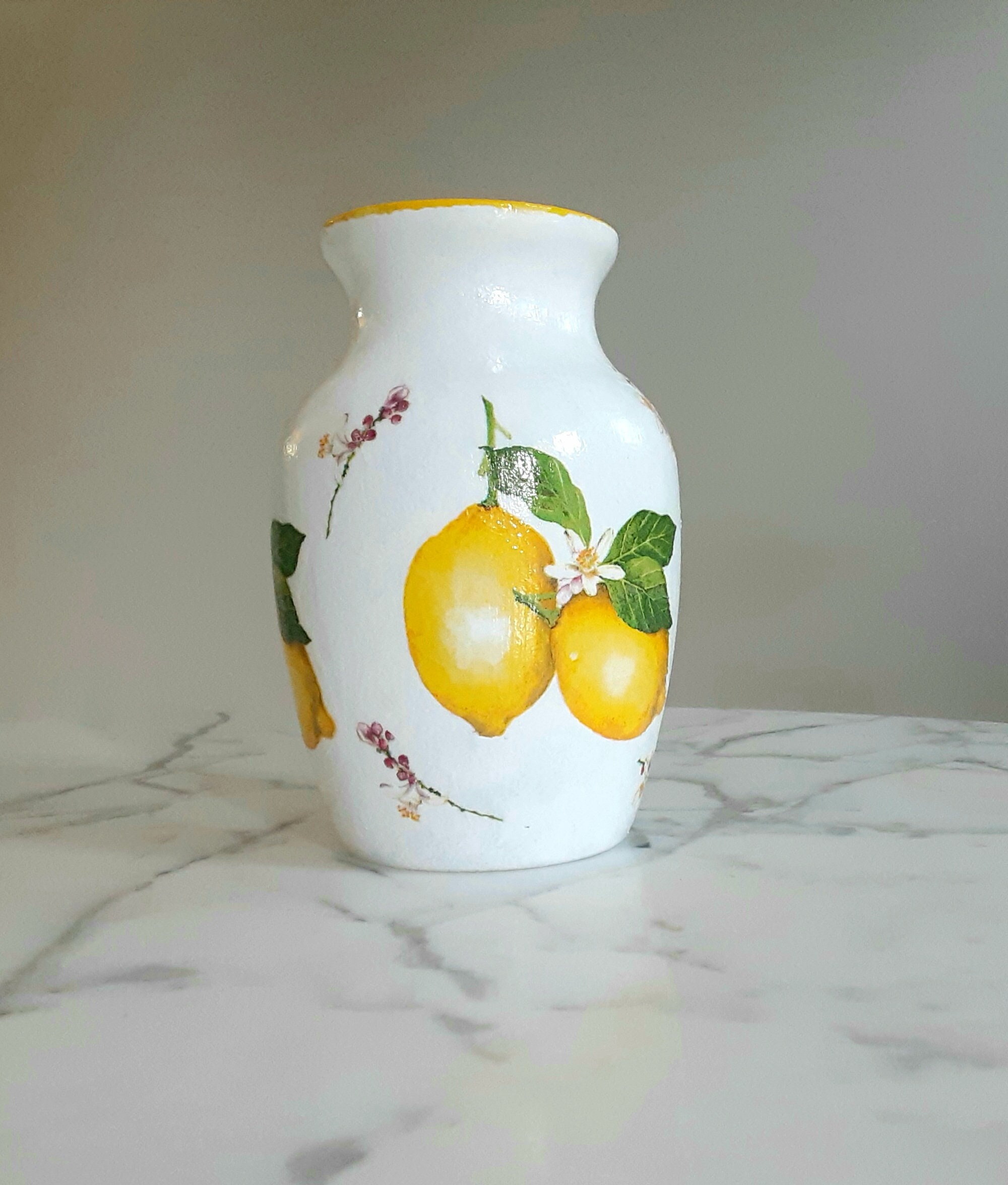 Lemon Vase Flower Vase Glass Vase Lemon Decor Lemons Etsy