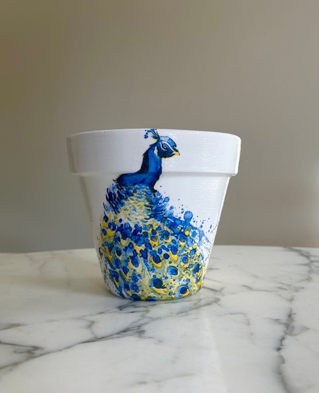 Decoupage Peacock Planter: Whimsical Indoor Plant Pot (6-inch) - Etsy