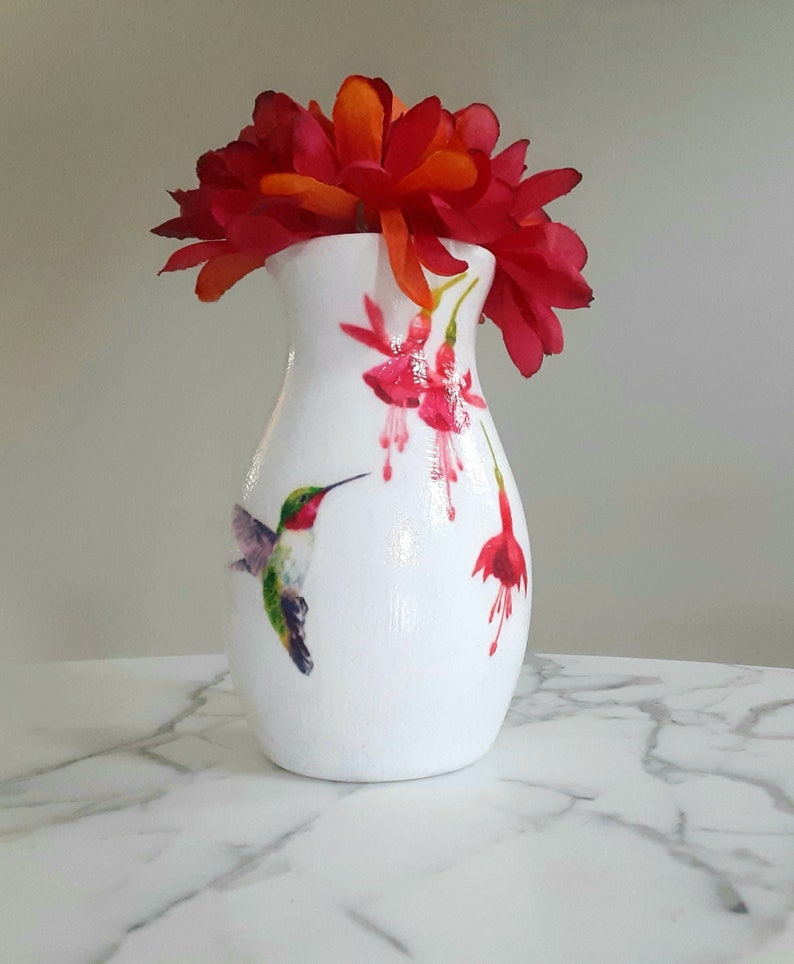 Hummingbird vase, Hummingbird flower vase, Glass vase, Hummingbird gifts, Hummingbirds, Flower vases, Vases, Decoupage, New home gift, Decor image 1