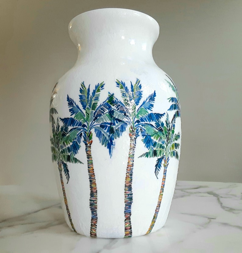 Palm Tree Vase Glass Vase Beach Vase Vases for Flowers Etsy
