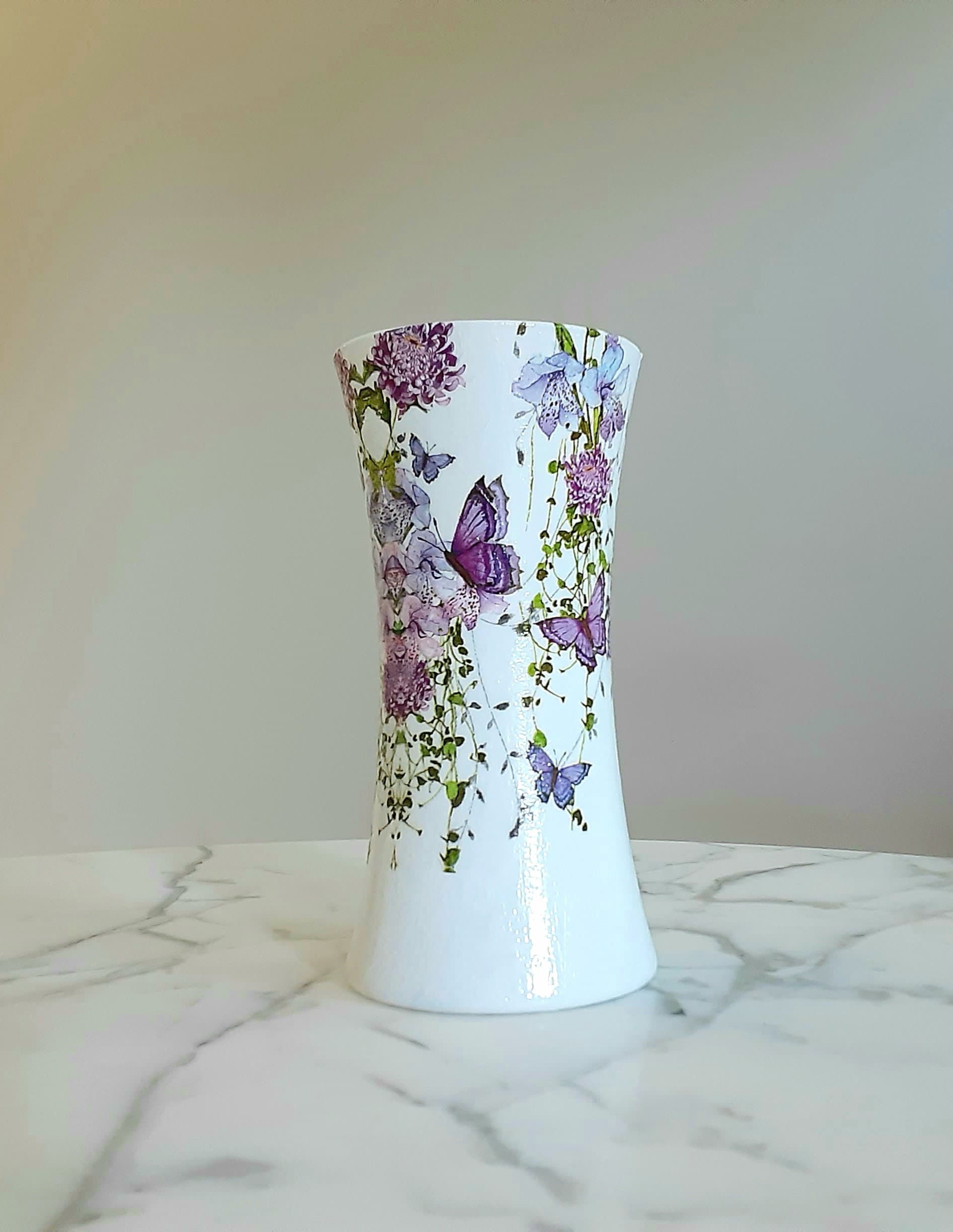 Vase en verre, vase lavande, vase découpage, vase papillon, récipient en  verre, cadeaux papillon, papillons, vase violet -  France