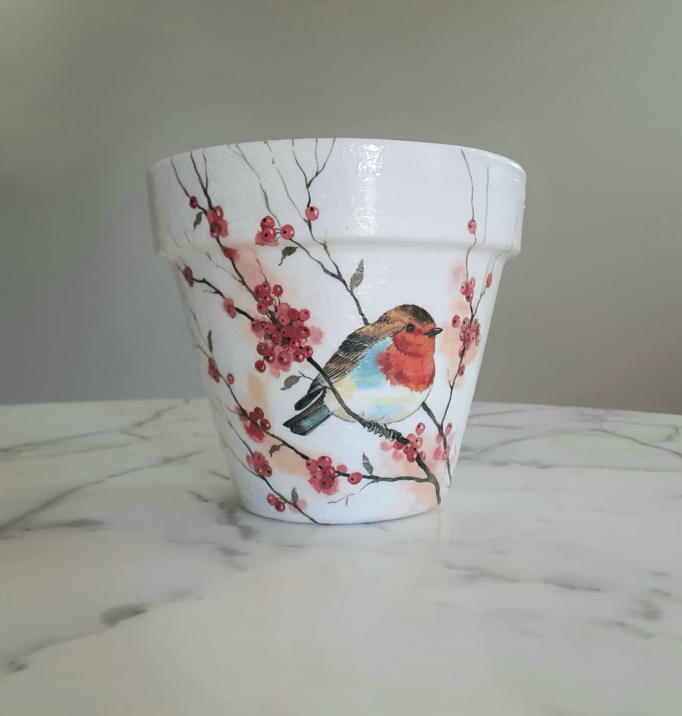 Robin Clay Pot-6, Robin Flowerpot, Robins, Robin Decor, Decoupage Pot, Bird  Lover Gifts, Bird Gifts, Indoor Planter, Clay Pots, Remembrance -   Israel