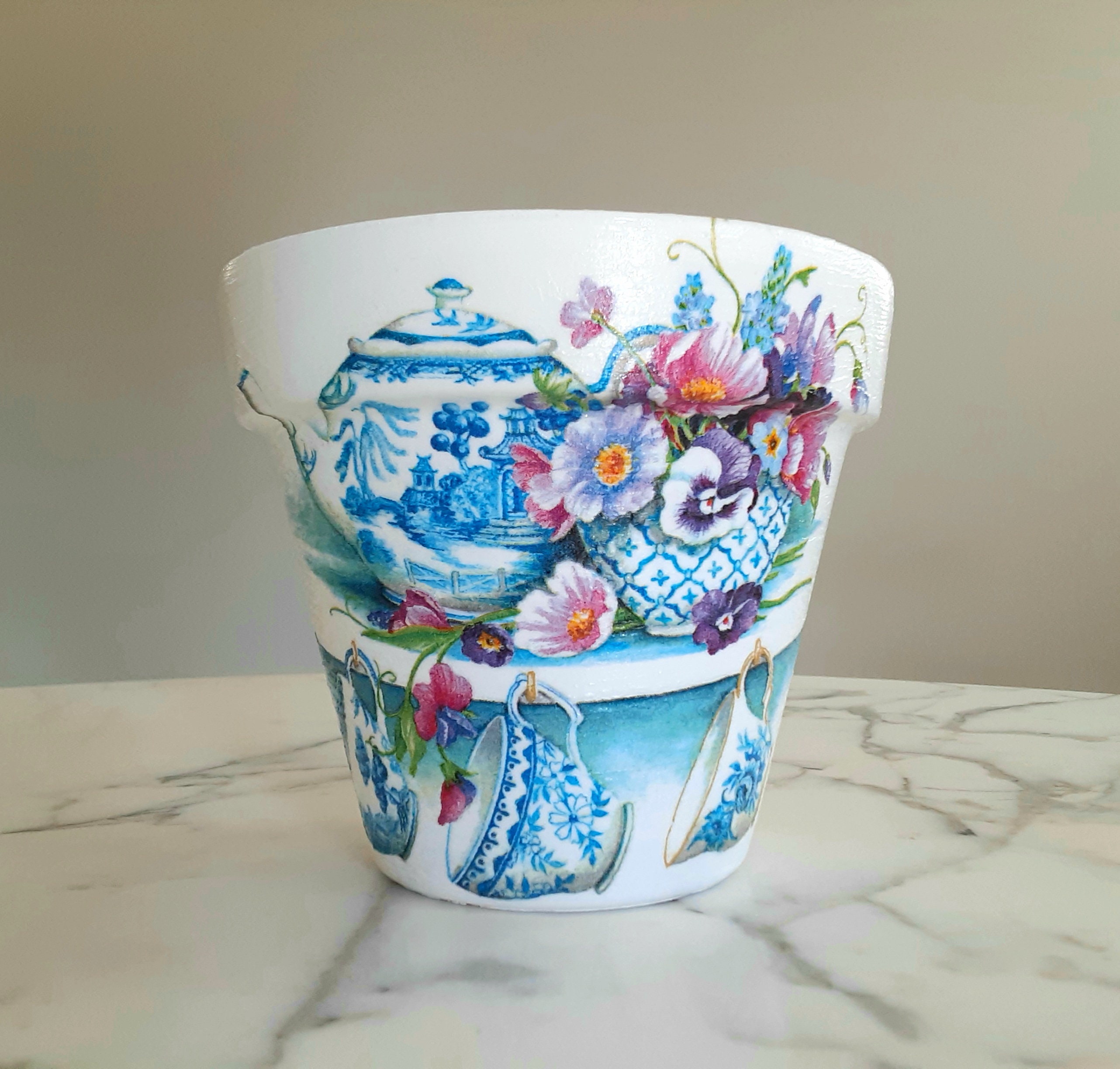 Teacup Planter6 Tea Party Decor Tea Pot Home Decor Etsy