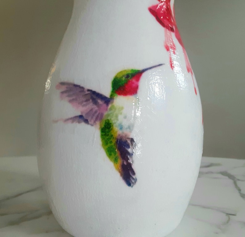 Hummingbird vase, Hummingbird flower vase, Glass vase, Hummingbird gifts, Hummingbirds, Flower vases, Vases, Decoupage, New home gift, Decor image 7