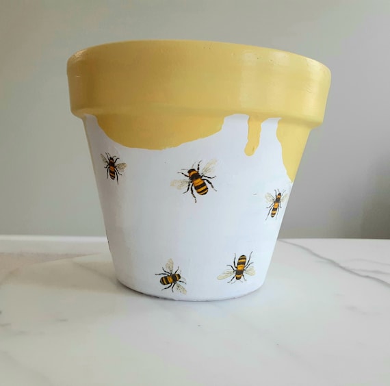 Honey Bee Planter Hand Painted Decorative Planter for Small Indoor Plants  and Succulents Plant Gift Housewarming 