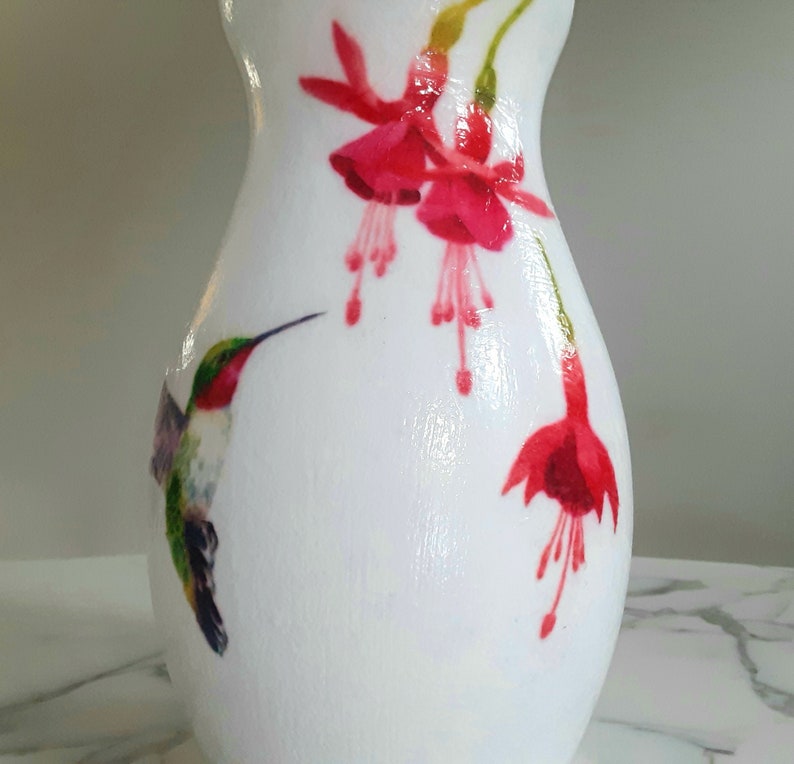 Hummingbird vase, Hummingbird flower vase, Glass vase, Hummingbird gifts, Hummingbirds, Flower vases, Vases, Decoupage, New home gift, Decor image 8