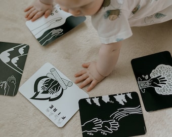 Sign Language Flashcards for Newborn Babies - Black and White Flashcards in American Sign Language