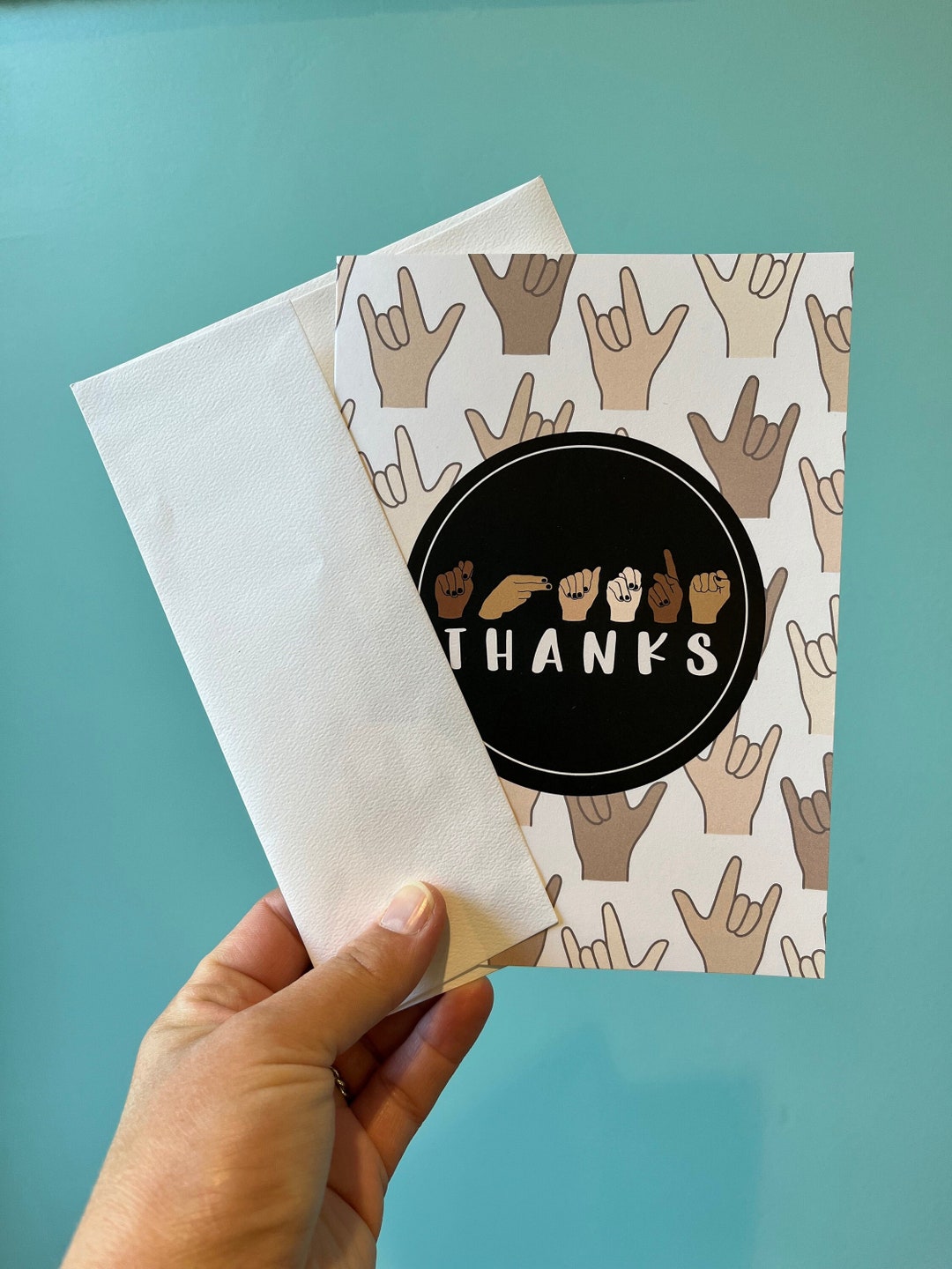 ASL Thank You Cards: Set of 5 Cards I Love You Hands Diverse - Etsy