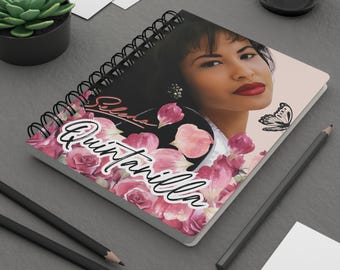 Selena Quintanilla Notizbuch mit Blumenmotiv und Spiralbindung | Schmetterlingsrosen