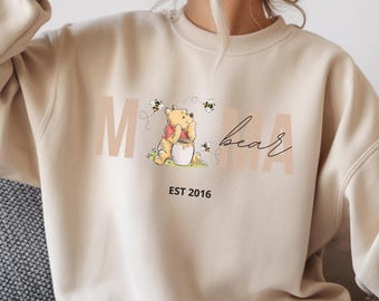 Mama-Sweatshirt, personalisiertes besticktes Mama-Bär-Shirt, Geschenk für die beste Mama, personalisiertes Disney-T-Shirt, personalisiertes Oma-Sweatshirt