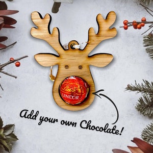 Lindor Christmas Baubles | Oak/Walnut Reindeer Rudolph Decorations | Chocolate cut out for Ferrero Rocher and Lindor/Lindt
