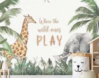 Children’s Nursery Playroom Where the Wild Ones Play Oak Large Wall Quote