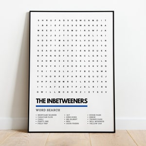 The Inbetweeners Poster British Comedy Print Wordsearch Style Quality Art A4 A3 | Will Simon Jay Neil