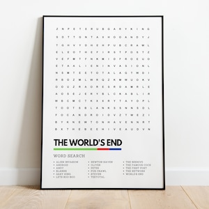 The Worlds End Poster Film Film Wordsearch Art Print A4 A3 | Cornetto Trilogy Shaun Of The Dead Hot Fuzz Simon Pegg