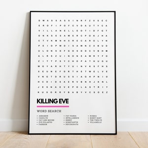 Killing Eve Poster Wordsearch Art Print A4 A3 | Villanelle Eve Polastri