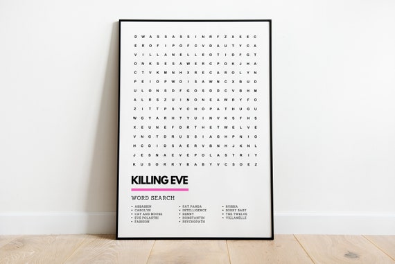 Killing Eve Poster Wordsearch Art Print A4 A3 | Villanelle Eve Polastri