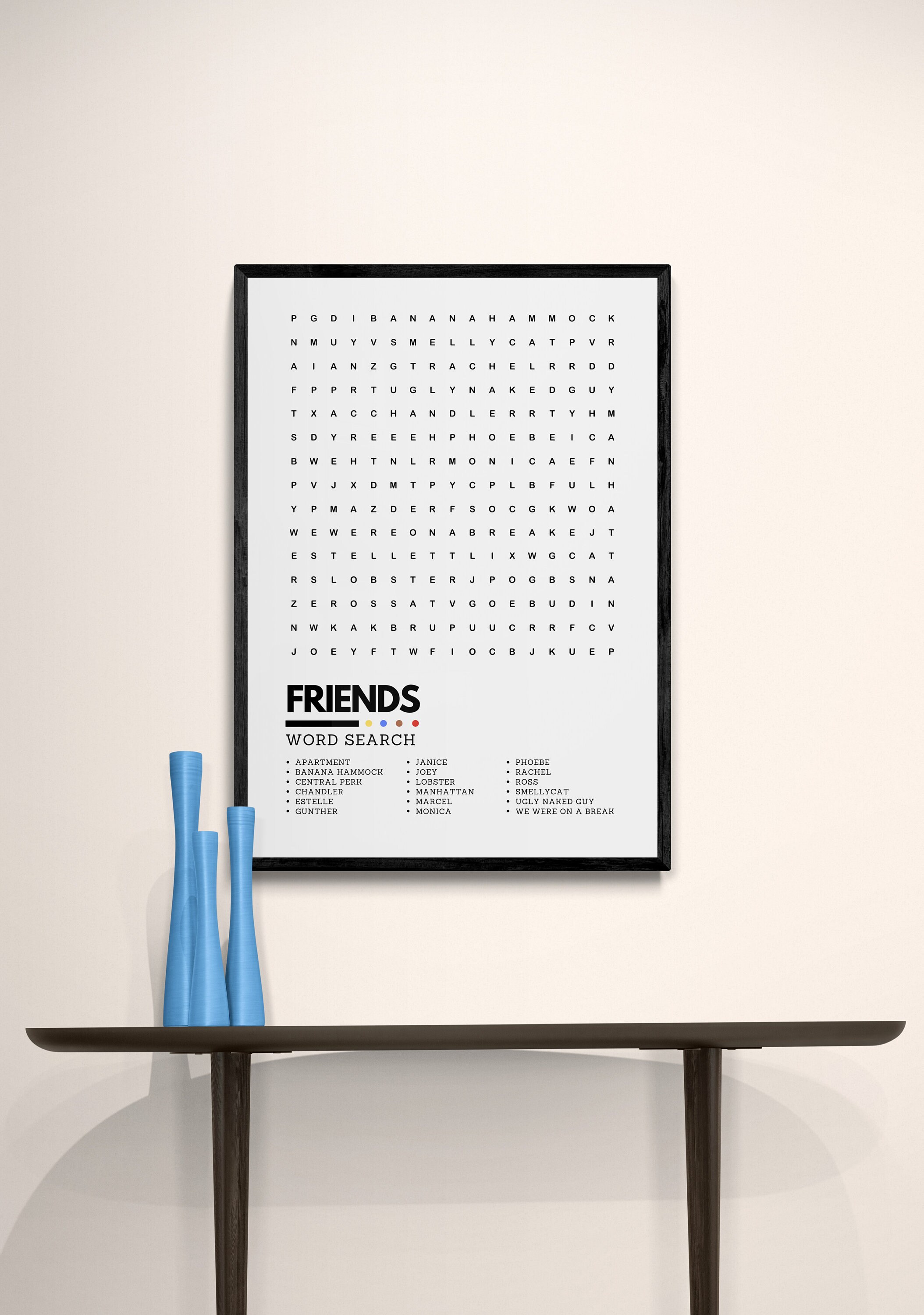 Friends Sitcom TV Show Wordsearch Style Quality Art Print | Etsy