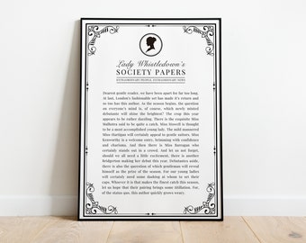 Custom Lady Whistledown Bridgerton Quality Art Print Letter - Bridgerton inspired Season 3 Gift Home Decor Wallart print