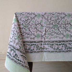 Indian Block Print Table Cover, Floral Cotton Tablecloth, Handmade Tablecloth, Table Linen For Sale, Dinning Table Cloth, Gift For New Home