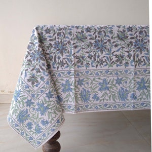 Indian Block Print Table Cover, Floral Design Tablecloth, Cotton Table Linen, Dinning Tablecloth, Farmhouse Table Cloth, Party Tablecloth