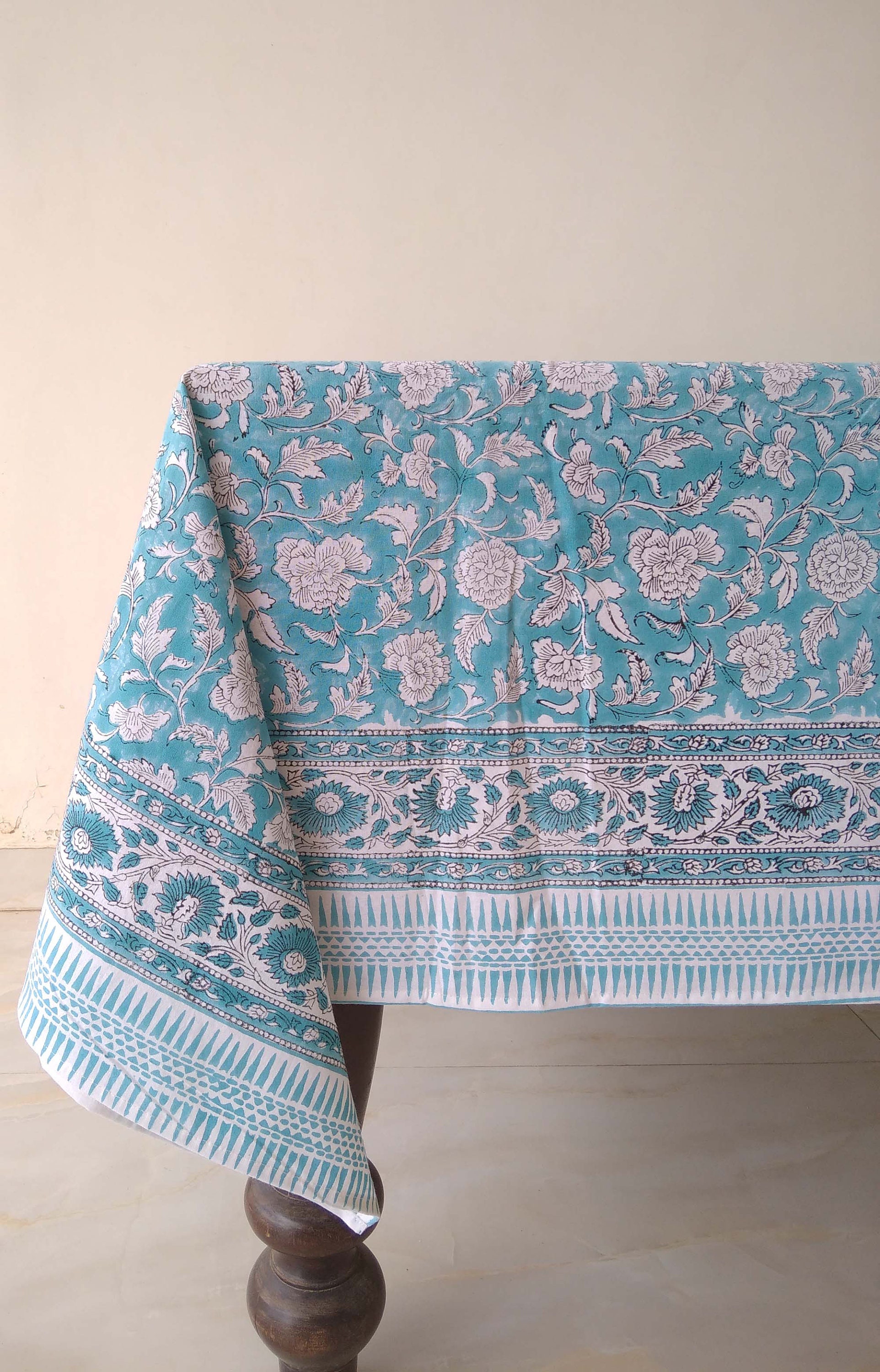 Indian Block Print Table Cloth Flower Design Tablecloth Etsy UK