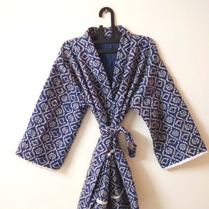 Hand Block Kantha Work Kimono, Patchwork Kantha Kimono, Handmade Kantha Jacket, Winter Coats, Cotton Bathrobe, Japanese kimono Unisex Cotton
