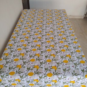 Lemon And Green Leaf Table Cloth, Block Print Table Cover, Indian Table Linen, Dinning Tablecloth, Rectangle Tablecloth, Gift For New Home image 5