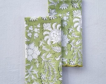 Guardanapo recortado com estampa floral indiana verde-sálvia, guardanapos de algodão feitos à mão, guardanapos de mesa para festas de casamento, guardanapos de 45x45 cm, presentes