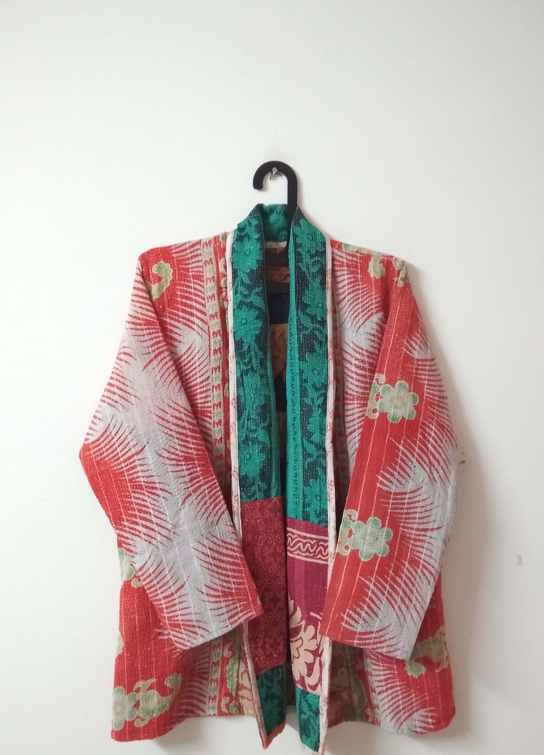 Floral Print Kantha Jacket Indian Kantha Quilt Coat Handmade Etsy