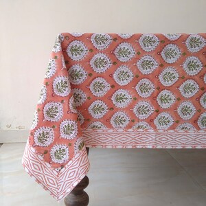 Floral Design Tablecloth, Block Print Table Cloth, Indian Handmade ...