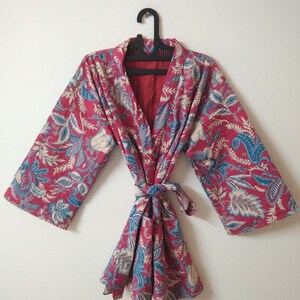 Printed Kantha Rob, Patchwork Kantha Kimono, Handmade Kantha Kimono, Winter Jacket, Cotton Bathrobe, Japanese kimono, Cotton Dressing Gown