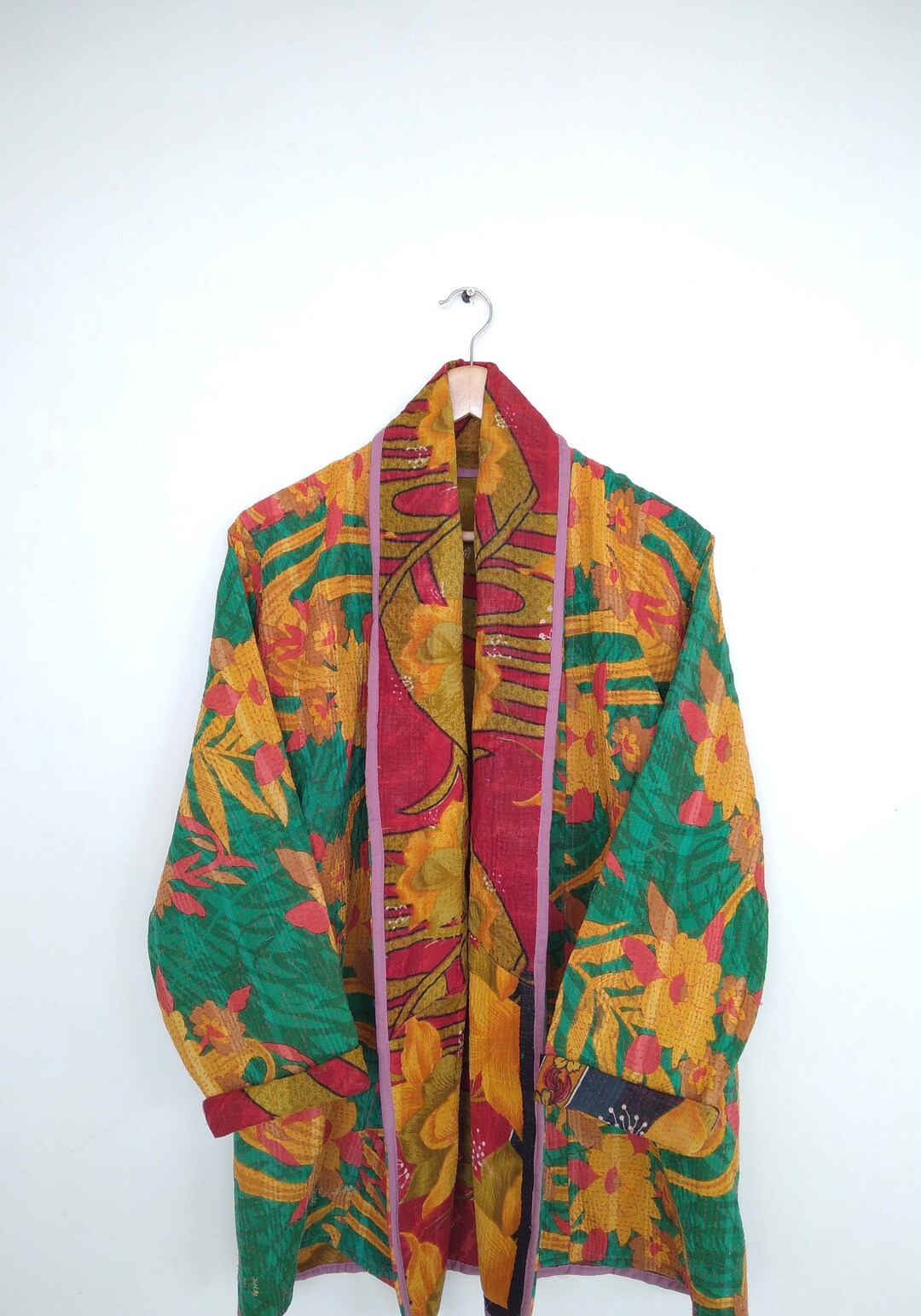 Kantha Quilt Jacket Floral Kantha Jacket Kantha Overcoat Etsy