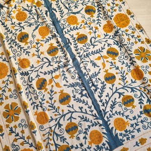 Beautiful Suzani Bedspread, Indian Handmade Cotton Linen Bedsheet, Bohemian Suzani Throw Blanket, Multi Color Suzani Bedcover, Uzbek Suzani