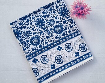 Blue and White Indian Hand Block Print Tablecloth Cover, Cotton Table Linen, Floral Table Cloth, Dining Table Decor, Thanksgiving Table