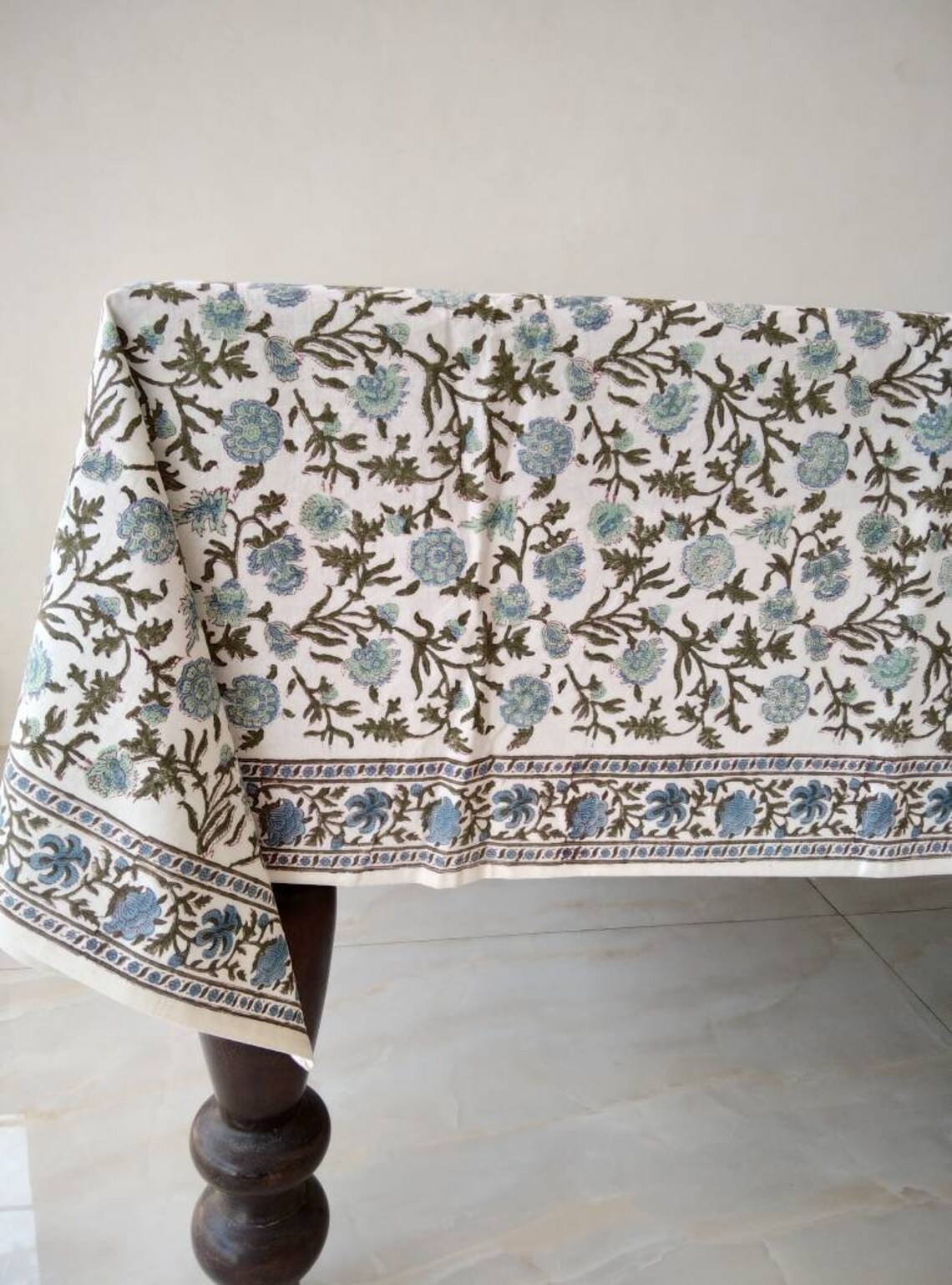 Indian Block Print Tablecloth Floral Design Tablecloth | Etsy