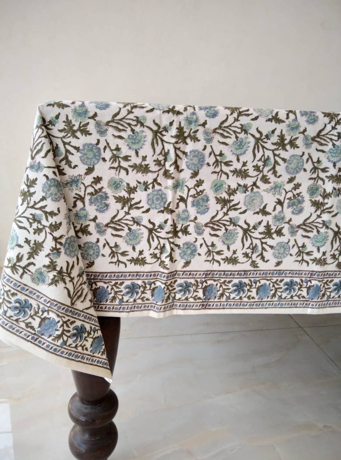 Indian Block Print Tablecloth Floral Design Tablecloth Etsy
