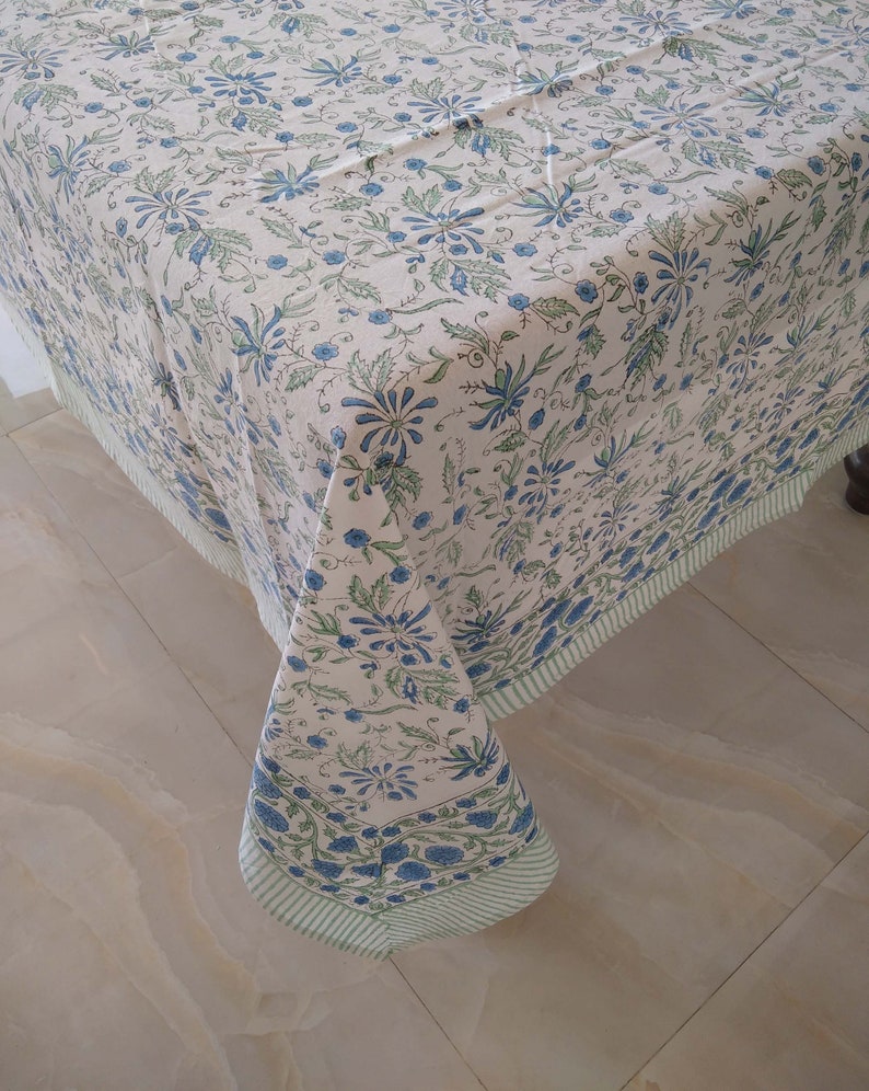 Floral Design Tablecloth Block Print Tablecloth Handmade Etsy