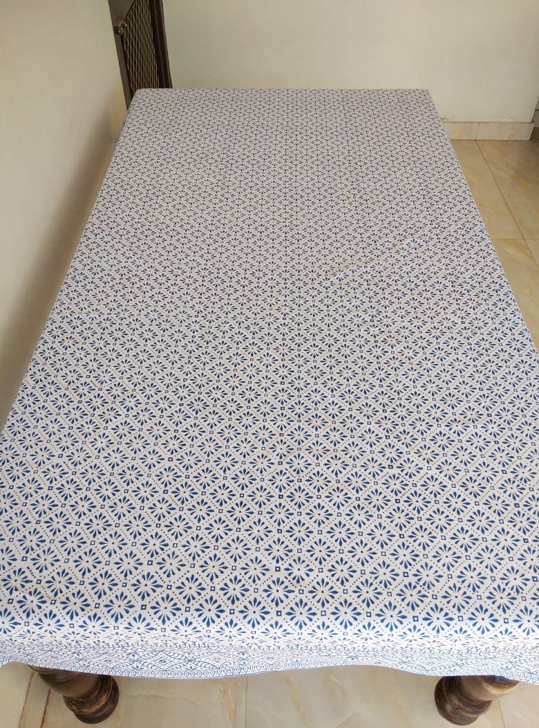 Indigo Blue Block Print Tablecloth Table Cloth With Runner Etsy