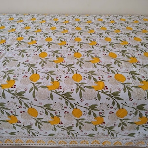Lemon And Green Leaf Table Cloth, Block Print Table Cover, Indian Table Linen, Dinning Tablecloth, Rectangle Tablecloth, Gift For New Home image 10
