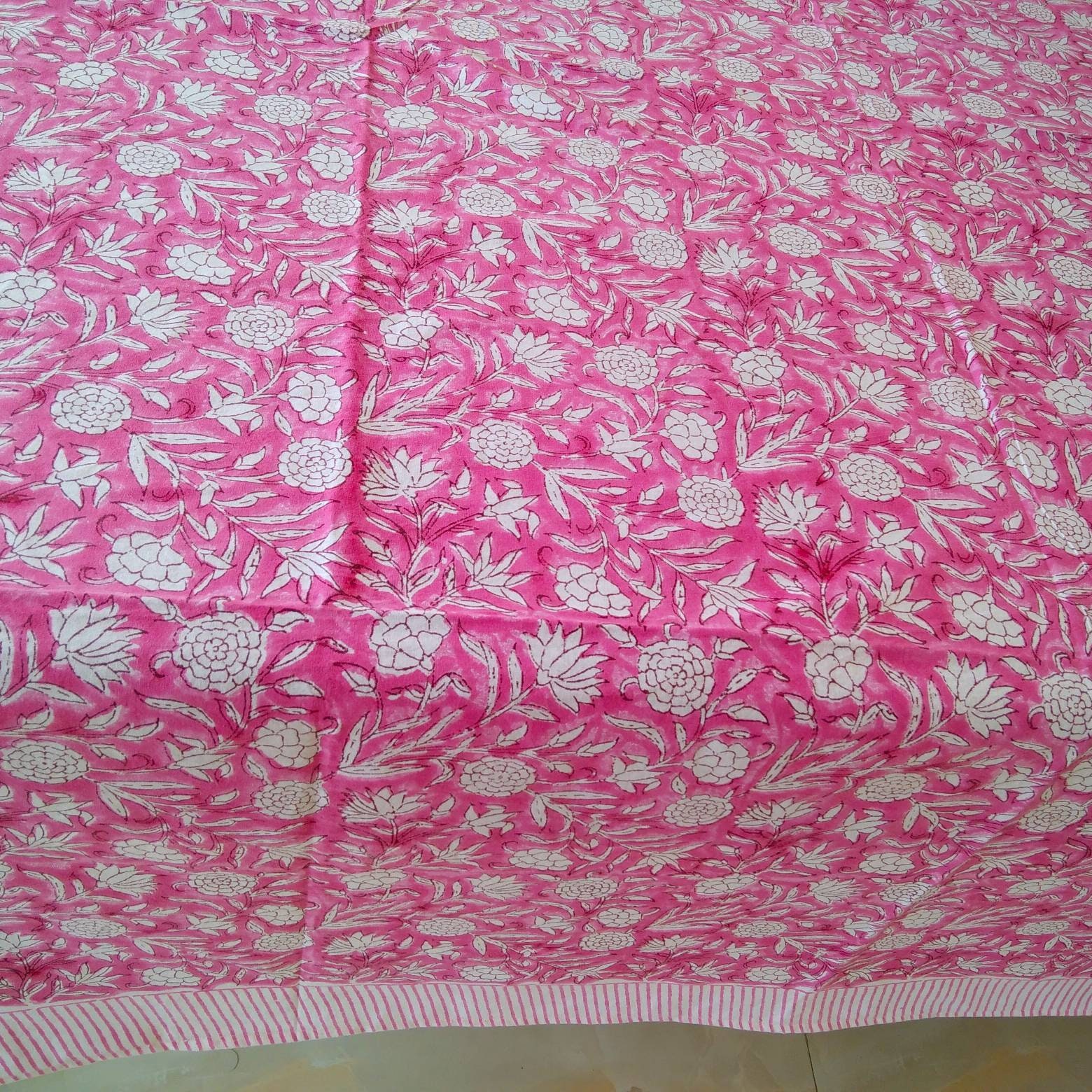 Pink Floral Tablecloth Cover Block Print Tablecloth Indian | Etsy