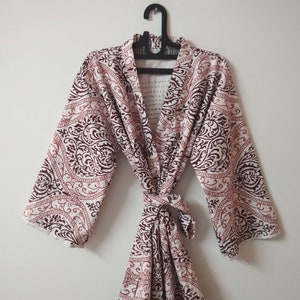 Cotton Kantha Robe, Hand Quilted Kantha Kimono, Handmade Kantha Robe, Cotton Bathrobe, Kantha Kimono, Cotton Dressing Gown, Sleeping Wear