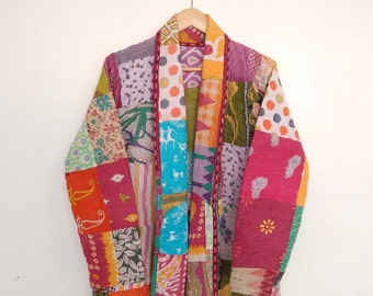 Quilted Kantha Jacket, Patchwork Kantha Jacket, Kantha Overcoat, Women Jacket, Winter Wear Jacket, Front Open Coat, Reversible Kantha Jacket