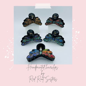 Beautiful Hand painted &quot;Dragonfly&quot; Hair Clips for Thick hair / Hair Accessory / Unique Gifts for Her