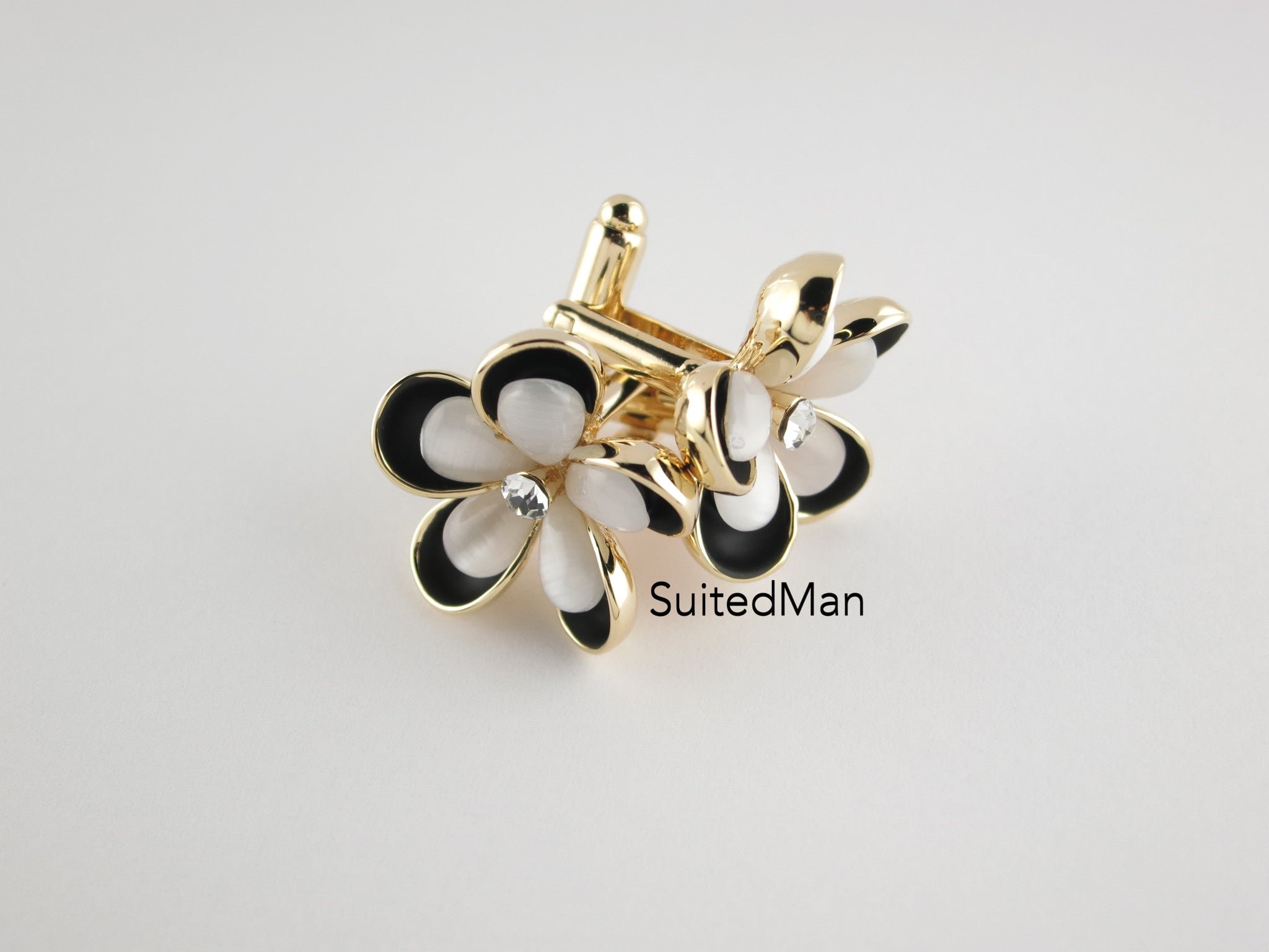 Swarovski Crystal Flower Petals Cufflinks | Wedding | Groom