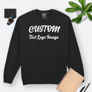 Custom Design Men&#39;s Black Sweatshirt - Lightweight 280GSM Terry Sweatshirt Personalized Print with Your Text, Logo, or Monogram, Size S-5XL