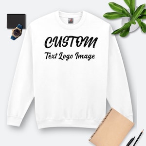 Custom Design Men&#39;s White Sweatshirt - Lightweight 280GSM Terry Sweatshirt Personalized Print with Your Text, Logo, or Monogram, Size S-5XL